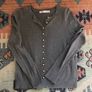Zara Charcoal Sweater with Gold Accents